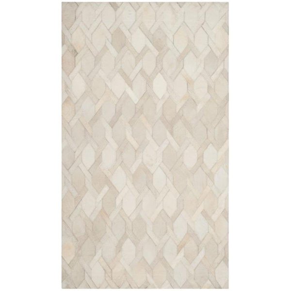 Flowers First 3 x 5 ft. Studio Leather Hand Woven Area Rug, Ivory - Small Rectangle FL1885075
